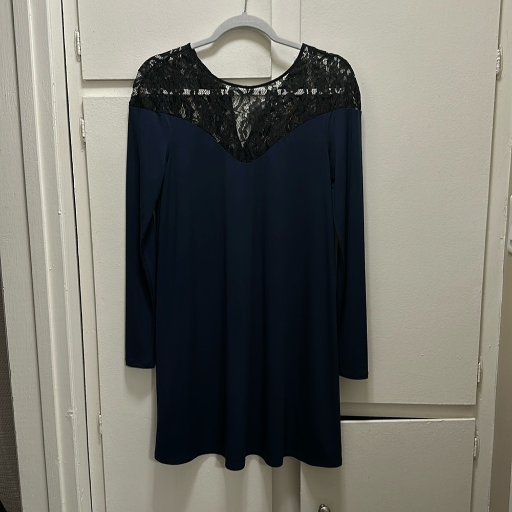 BOGO NWT Navy Long Sleeve Dress with Black Lace